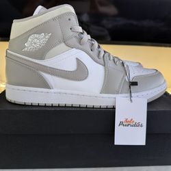 New Jordan 1 Mid Linen College Grey