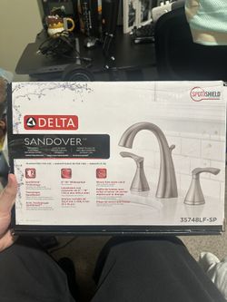 Delta two handle widespread bathroom faucet