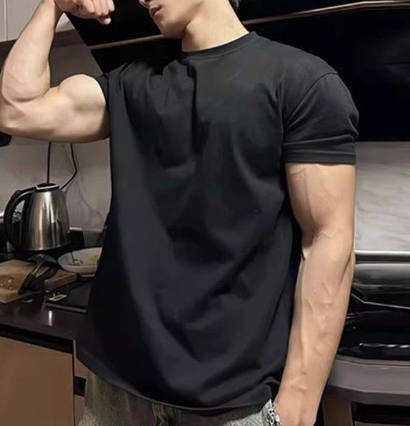 Sports T-shirt for Men - Short Sleeve - Summer Style - Round Neck - Loose Sleeve Opening - Show Muscles - Weight Lifting - Running - Fitness Training