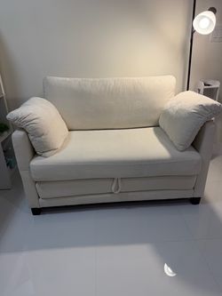 Cream Fabric Loveseat Sleeper Sofa