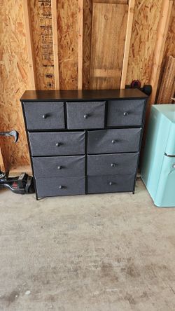 Fabric 9 drawer dresser
