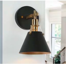 LNC 1-Light Black Wall Sconce Vintage Brass 6”