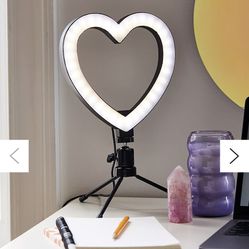 LED Heart 8" heart Shape light selfie ring, Plastic tripod.
