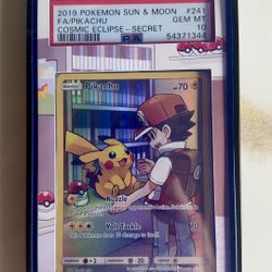 2019 Pokemon Cosmic Eclipse Pikachu #241 Full Art Secret PSA 10