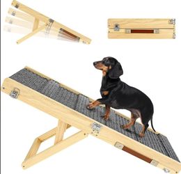 Upgraded Dog Ramp for Couch, Foldable Small Dog Ramp for Sofa, 4 Adjustable Height from 13'' to 21", Portable Stable Pet Steps with Non-Slip Pad, Pet