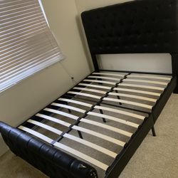 Queen Size Bed Frame And Double Sided Tempur-Pedic Mattress Included 