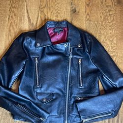 Love Tree Black Faux Leather Moto Jacket Women’s Zip-Up Biker Style