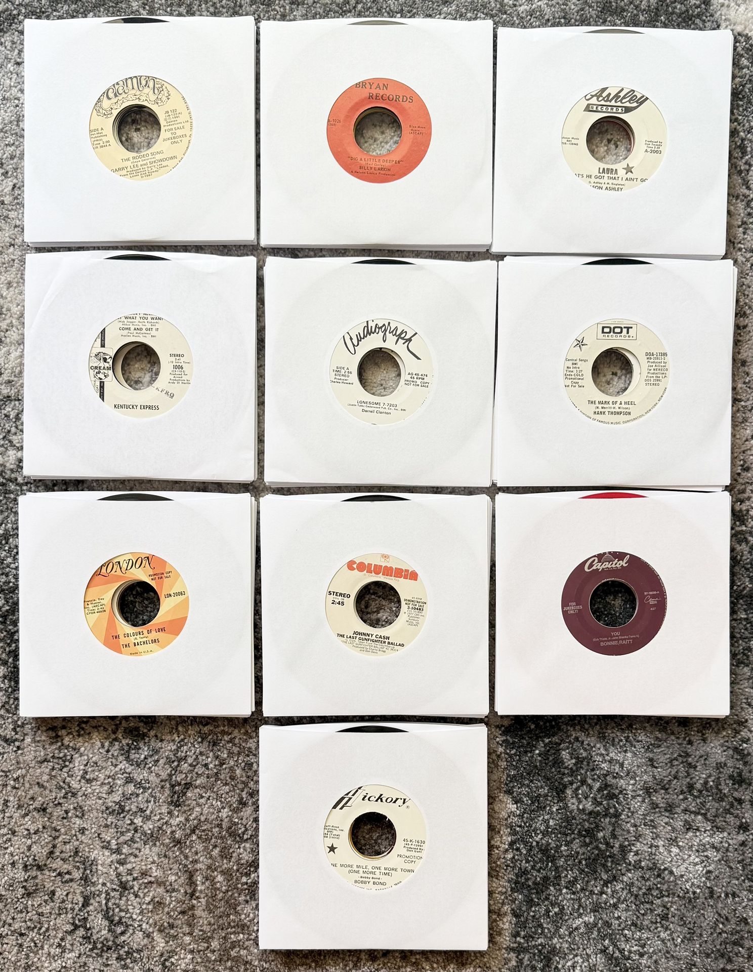 Amazing Lot Of 70 Total 60s-80s Promo And Small Label Country 45s