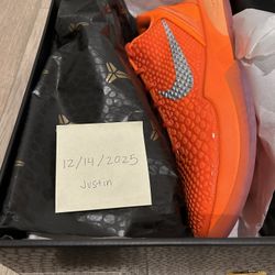 Kobe VI “Total Orange” aka WNBA All-Star Colorway Deadstock size 11.5 Price: $335 obo