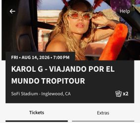 Karol G Viajando Por El Mundo Tropitour Tickets x2