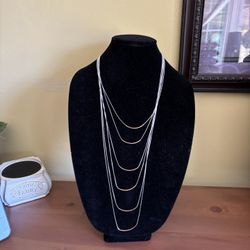 Elegant Silver Multilayered Necklace