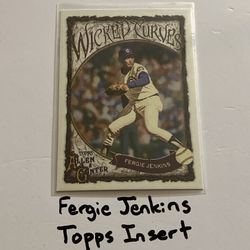 Fergie Jenkins Chicago Cubs Hall of Fame Pitcher Topps Short Print Insert Card. 