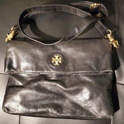 Tory Burch Soft Black Leather Convertible Crossbody Bag Vintage Authentic