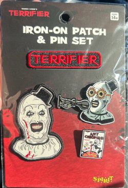 5pc Terrifier Patch & Pin Set Art The Clown NEW IN PACKAGING Halloween Horror