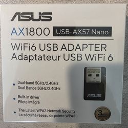 New ASUS Dual-Band Wi-Fi AX1800 USB-AX56 Nano USB Network Adapter - Black NEW