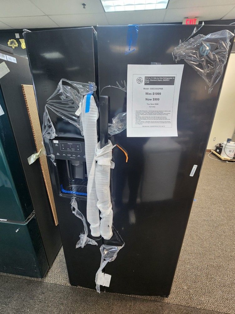 23.0 cu. ft. Side by Side Refrigerator in Black, Standard Depth, ENERGY STAR