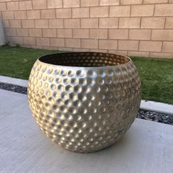 Large Antique Gold Metal Plant Pot 