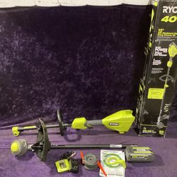 🧰RYOBI 40V 15” Expand-It Attachment Capable String Trimmer w/4.0 Batt&Charger-LIGHTLY USED!-$120!🛠