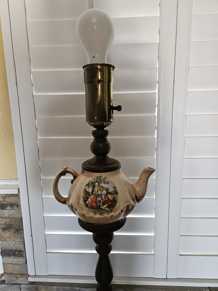 Antique Teapot Floor Lamp. ( 55" Tall ).