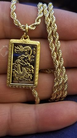 Dragon Necklace pendant with 24 inch rope chain
