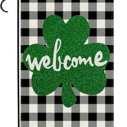 Welcome Buffalo Plaid Shamrock Garden Flag Vertical Double Sided, St Patrick's Day
Outdoor Decoration 12.5 x 18 Inch