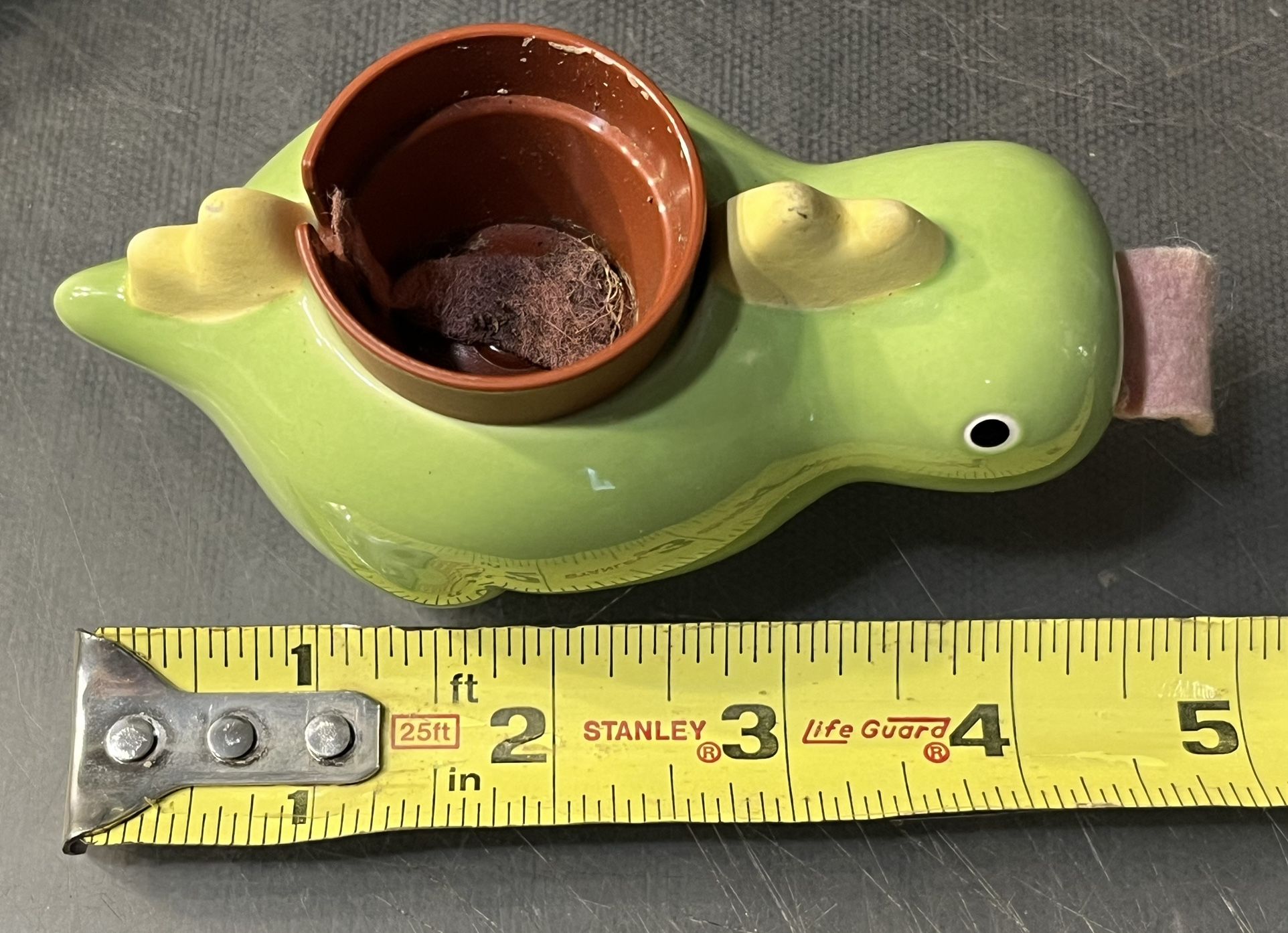Super Cute Dinosaur Ceramic Planter - Small 4.5” w/ cute water dampness indicator tongue.
