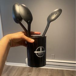3 Cooking Spoons With Holder