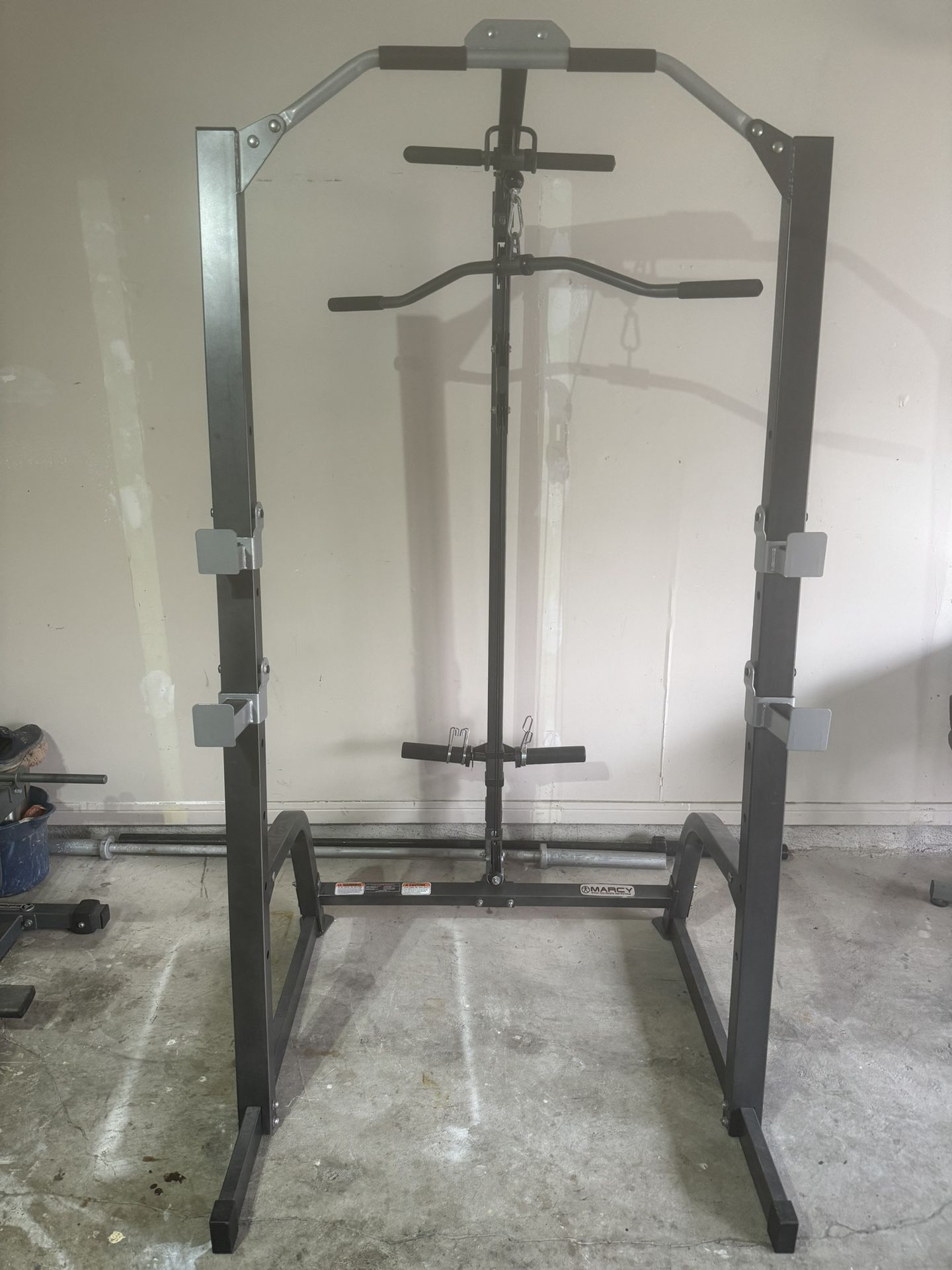 Marcy Pro Power Cage and Utility Bench With Cap Barbell And 255 Pounds Of Free Weights