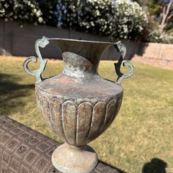 Decorative Metal Urn Vase – Vintage Style Patina