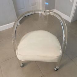 Mid-Century Lucite Clear Acrylic Rolling Arm Chair