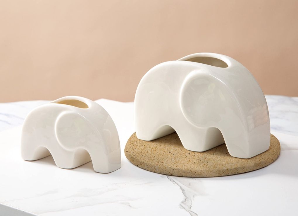 Small Mom And Baby Elephant Planters New