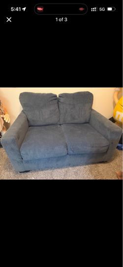 Blue corduroy sleeper Loveseat couch