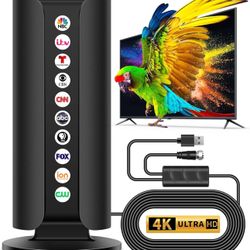 TV Antenna for Smart TV, 2200+ Miles Range Strongest Digital HD TV Antenna Indoor Ourdoor with Amplifier Signal Booster, Waterproof Design, 4K 1080p S