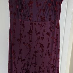 TAYLOR  WOMEN'S  SLEEVELESS BURGANDY DRESS WITH FLOWERS AND LINER  SHEER OVERLAY  SLEETS ON EACH SIDE 