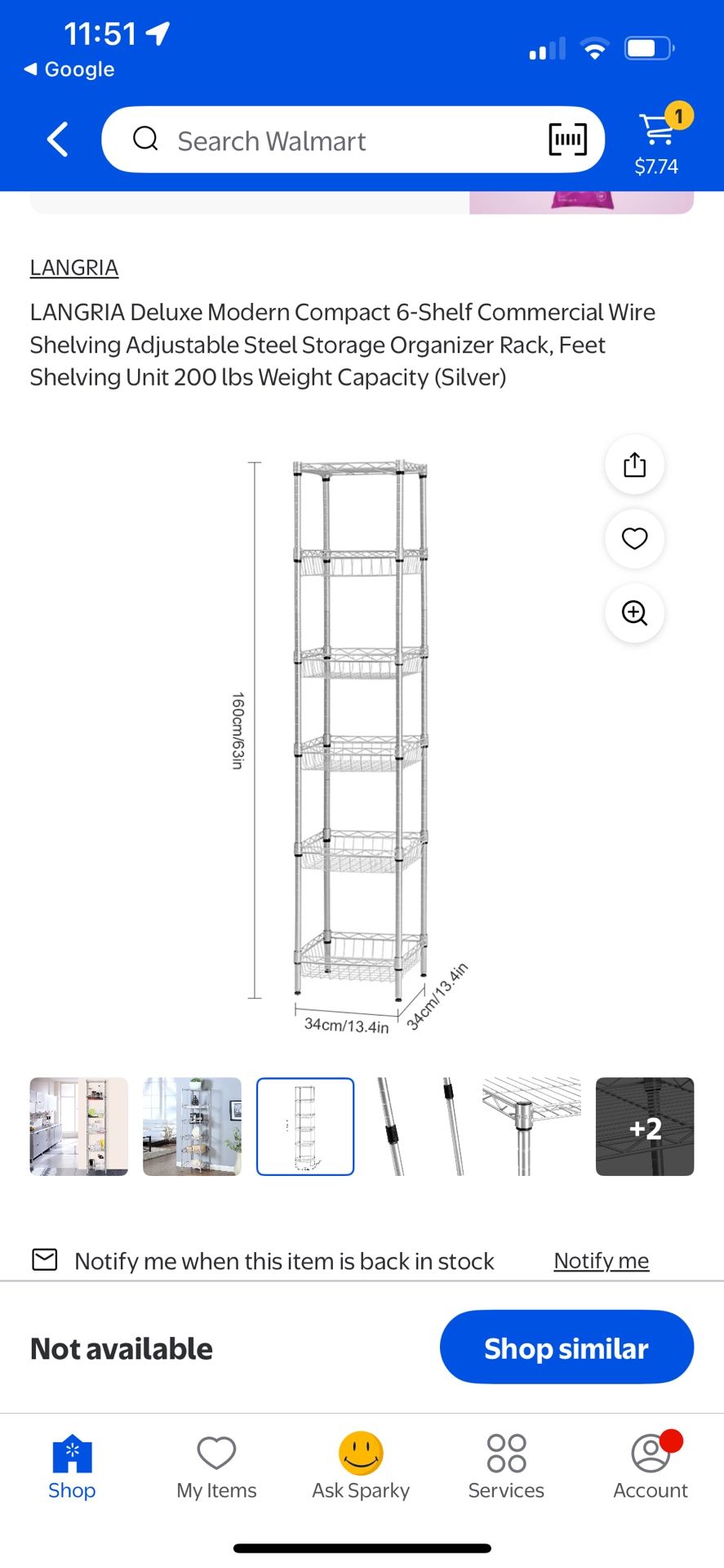 Metal 6 shelf storage