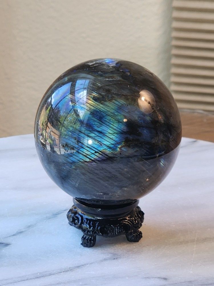 1.2 Lb (531g) Labradorite Sphere Quart Crystal 