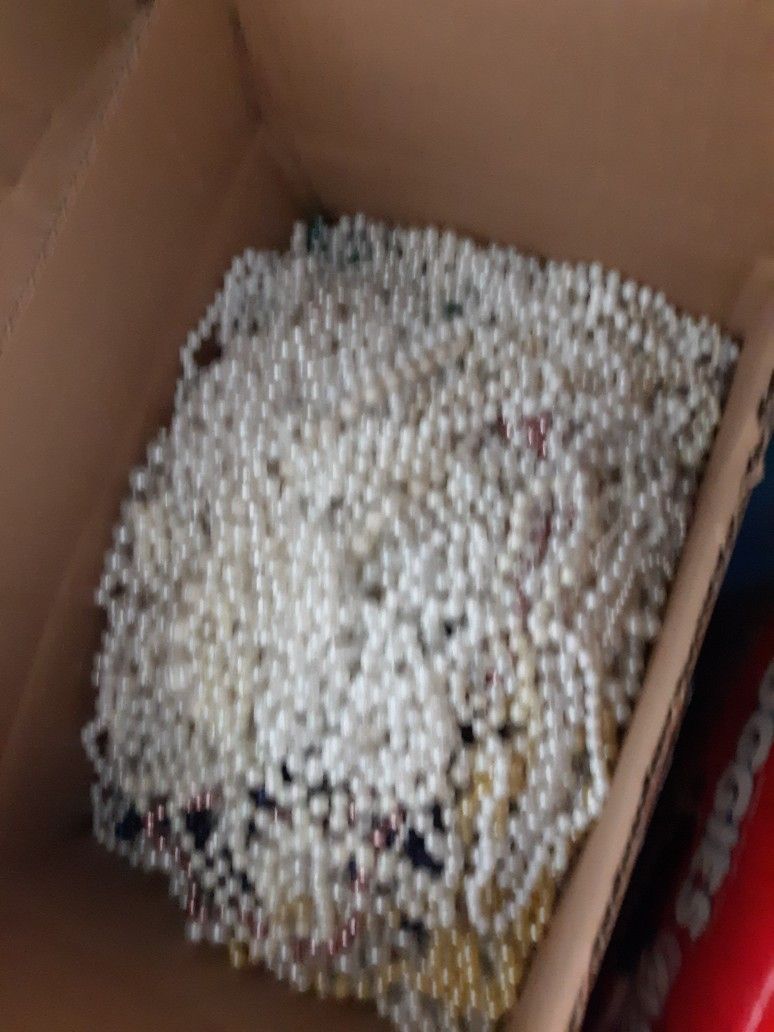 White Pearl Finish MADRI GRAS BEADS.