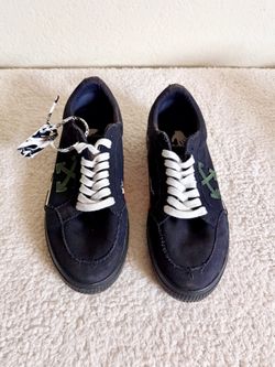 Vintage Off White Black Suede Green Vulcanized Low Top Sneakers Size “44”