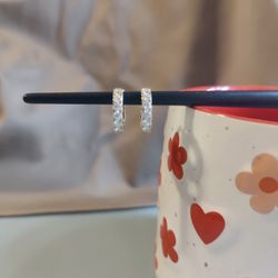 medium pavé hoops Gold Earrings 14k