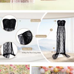 Black Lace Maternity Off Shoulder Dress/Gown  for Photoshoot (like new condition - worn for an hour)