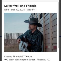 4 Tickets To Colter Wall On 12/10 At The Financial Theater 
