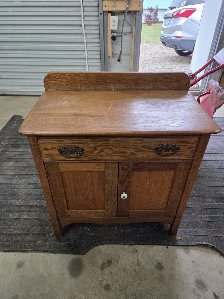 Antique Wood Washstand Night table oak nice clean soild piece