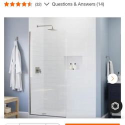 Delta

Amal 34 in W x 72 in. H Frameless Fixed Shower Door Screen in Nickel with Clear Glass