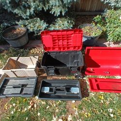 Various Tool Boxes Toolboxes Wheels Gray Red Black