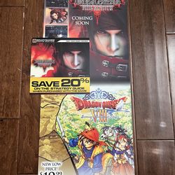 Vintage Final Fantasy Dragon Quest PlayStation BradyGames Video Game Promo Poster