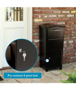 NEW IN BOX Shop Architectural Mailboxes Elephantrunk Black, Extra Large, Aluminum, Locking, Parcel Drop