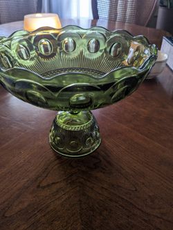 Bartle Collins -Green Glass Pedestal Bowl