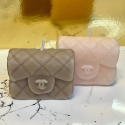 Blush & Coffee Brown Chanel Scented Candle Pillar Bags | Luxury Decor Gifts 