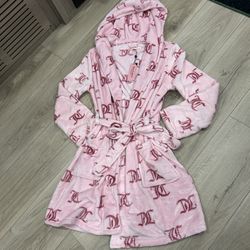 Juicy Couture Pink Plush Hooded Robe