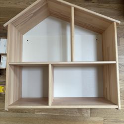 IKEA FLISAT Doll house / wall shelf and Hape Wooden Dollhouse Furniture and Happy Family Dolls